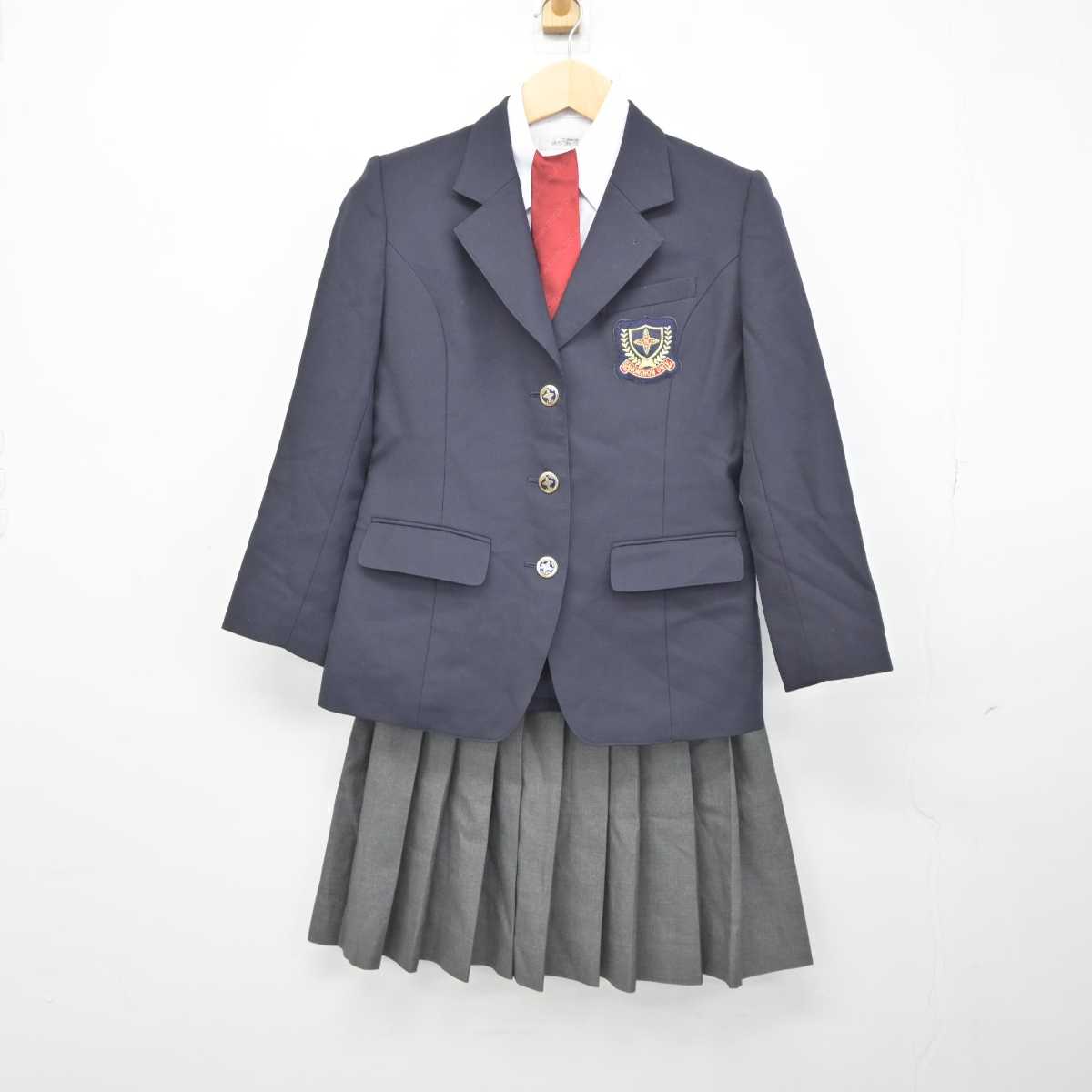 【中古】栃木県 佐野日本大学高等学校 女子制服 5点 (ブレザー・ニット・シャツ・スカート) sf045134