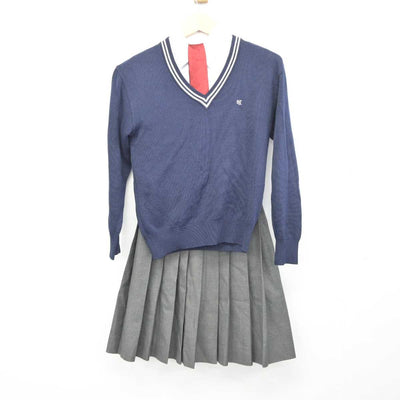 【中古】栃木県 佐野日本大学高等学校 女子制服 5点 (ブレザー・ニット・シャツ・スカート) sf045134