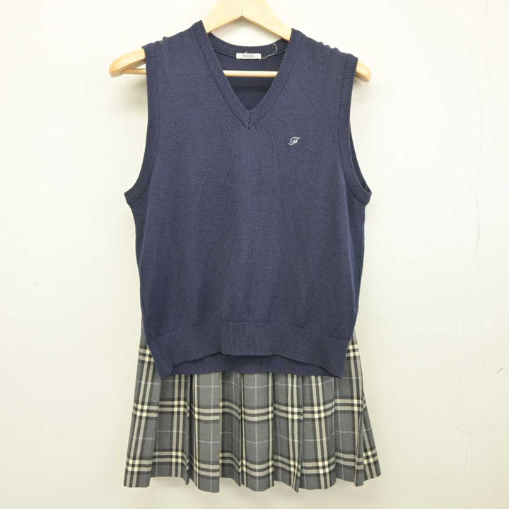 【中古】東京都 深川高等学校 女子制服 2点 (ニットベスト・スカート) sf045146 | 中古制服通販パレイド