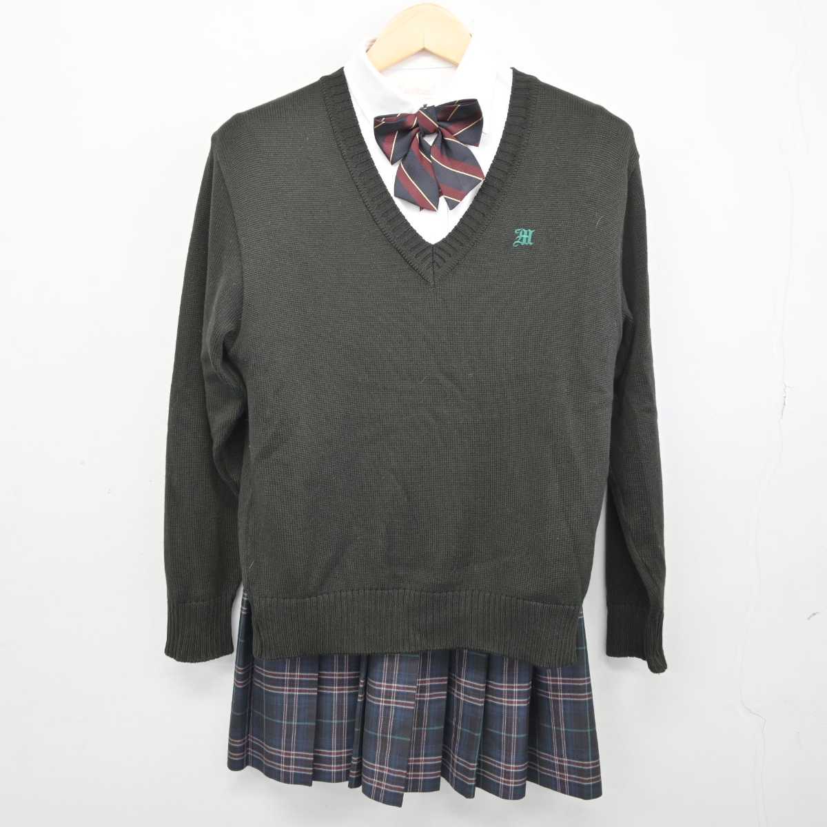 【中古】宮城県 仙台大学附属明成高等学校 女子制服 5点 (ブレザー・シャツ・ニット・スカート) sf045153