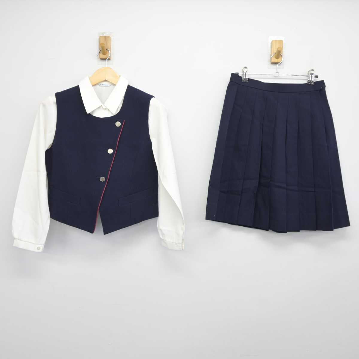 【中古】三重県 暁高等学校 女子制服 3点 (ベスト・ジャンパースカート・スカート) sf045195