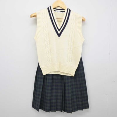 【中古】埼玉県 岩槻高等学校 女子制服 2点 (ニットベスト・スカート) sf045205