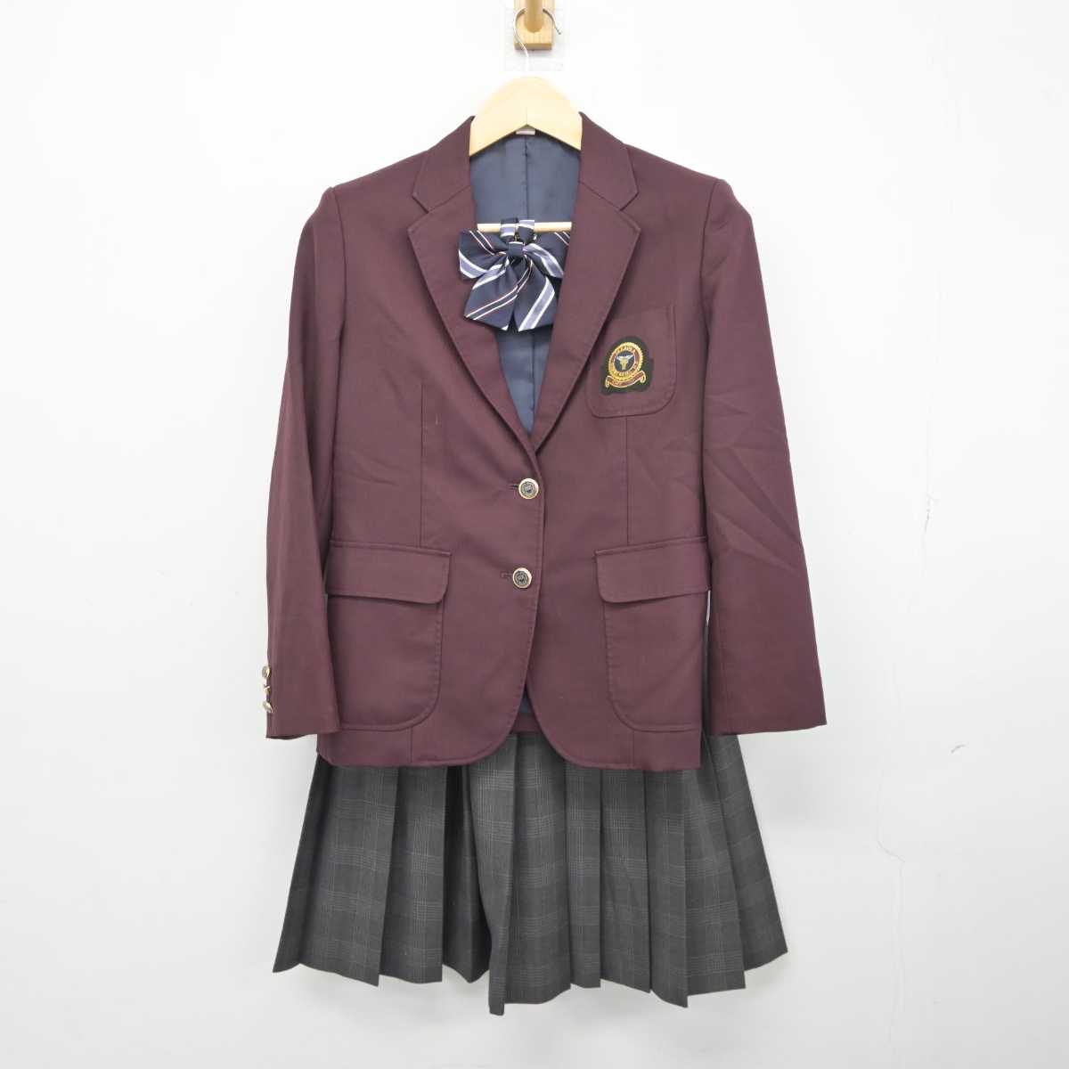 【中古】富山県 高岡商業高等学校 女子制服 3点 (ブレザー・スカート) sf045426