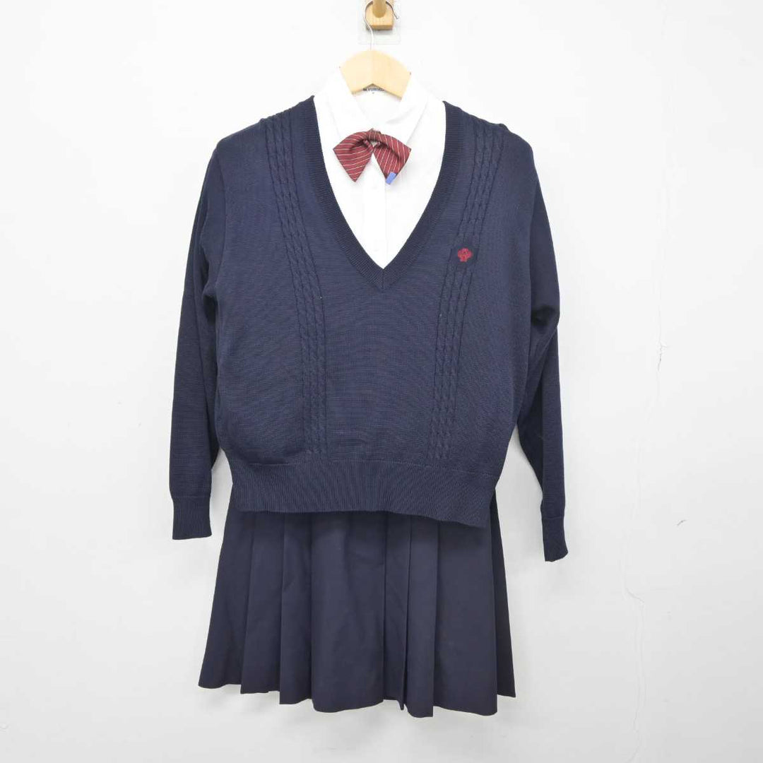 【中古】東京都 早稲田実業学校中等部 女子制服 5点 (ブレザー・ニット・シャツ・スカート) sf045458