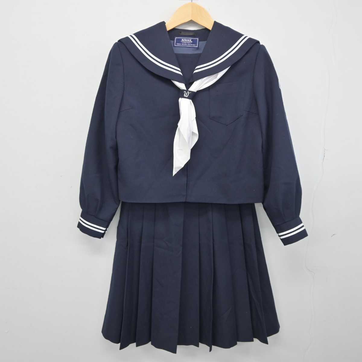 【中古】山梨県 南アルプス市立若草中学校 女子制服 3点 (セーラー服・スカート) sf045510