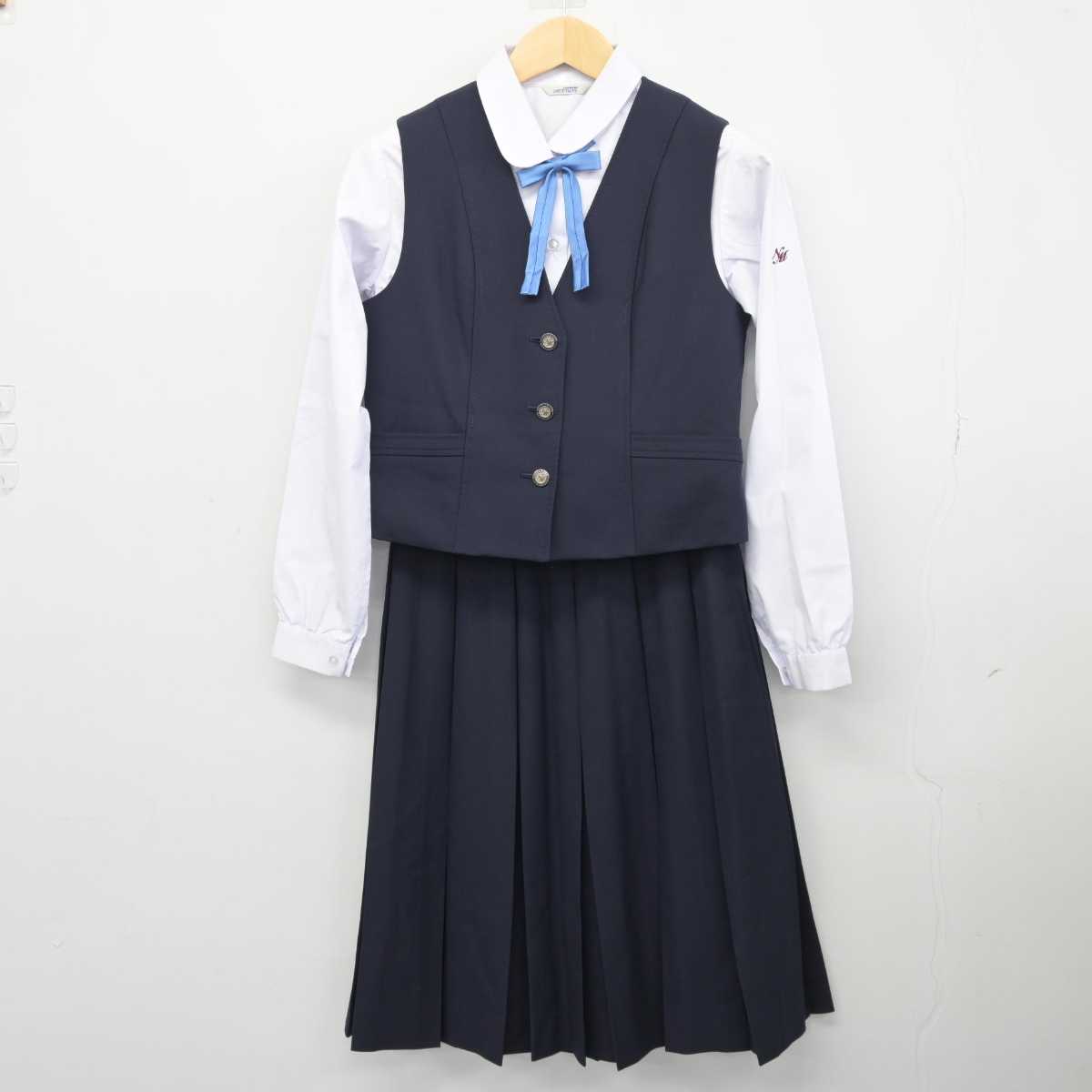 【中古】愛知県 名古屋南高等学校 女子制服 6点 (ブレザー・ベスト・シャツ・スカート) sf045553