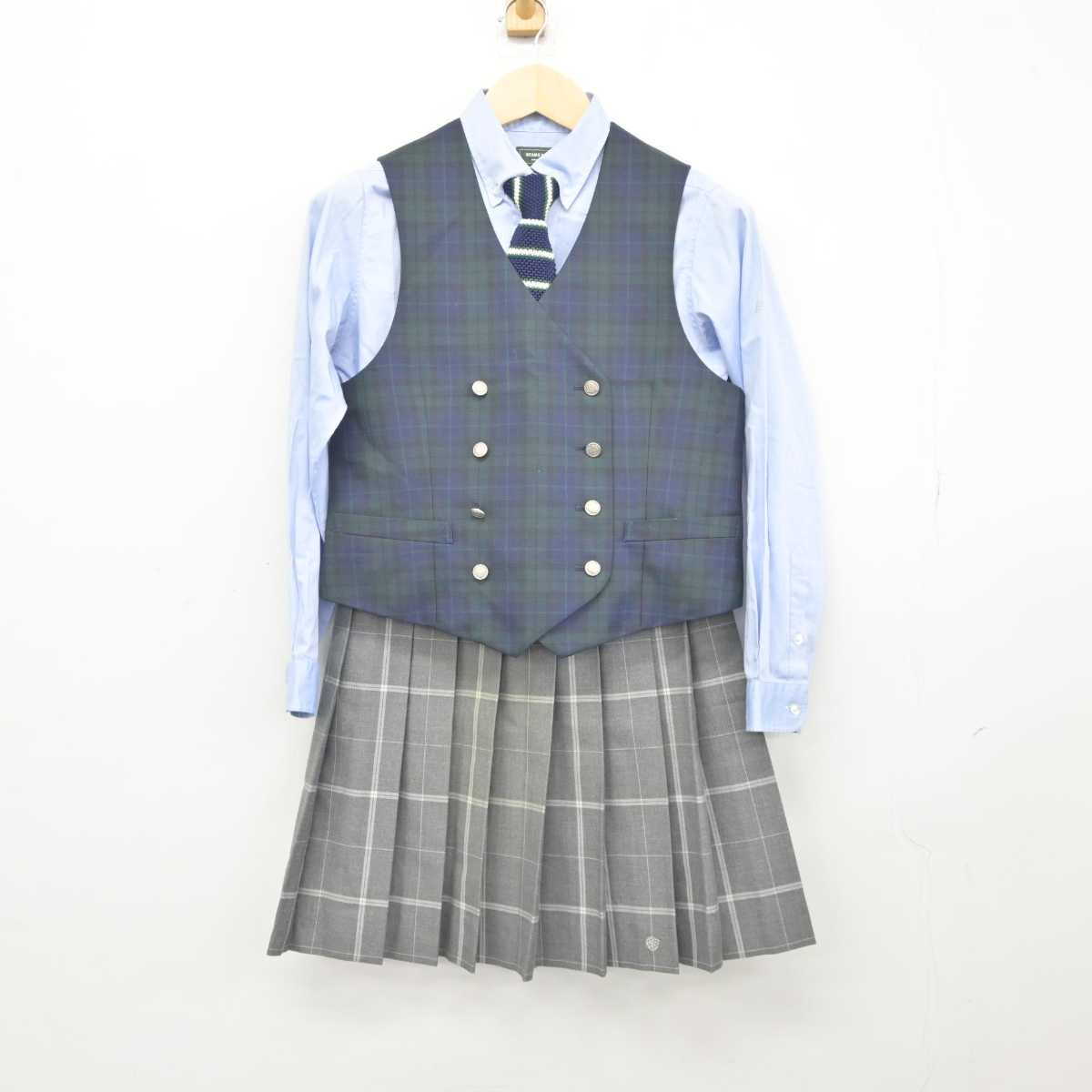 【中古】東京都 武蔵野大学高等学校 女子制服 5点 (ブレザー・シャツ・ベスト・スカート) sf045578