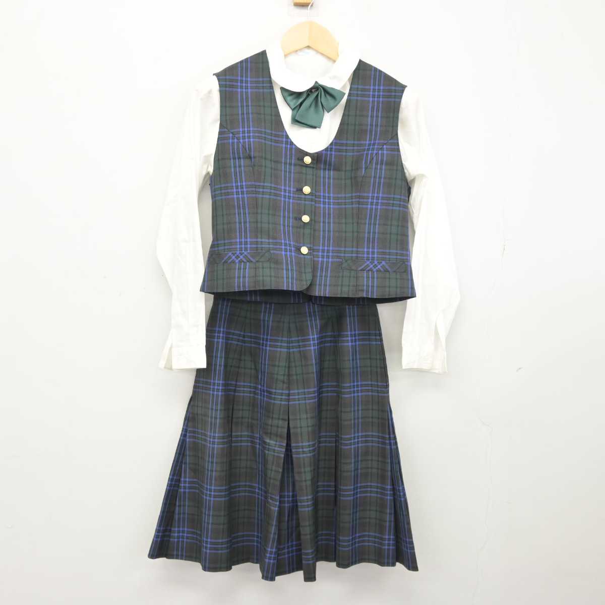 【中古】秋田県 大館桂高等学校/旧制服 女子制服 5点 (ブレザー・シャツ・ベスト・スカート) sf045625