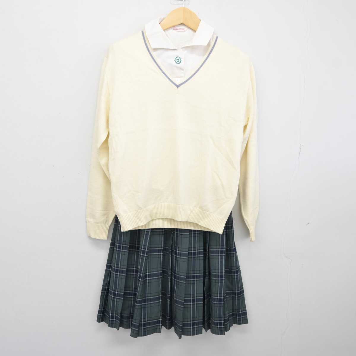 【中古】香川県 津田高等学校 女子制服 4点 (ブレザー・シャツ・ニット・スカート) sf045664