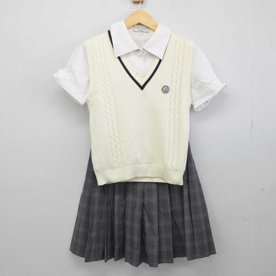 【中古】富山県 龍谷富山高等学校 女子制服 3点 (ニットベスト・シャツ・スカート) sf045670