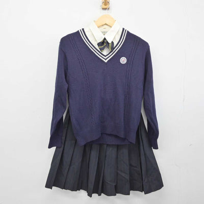 【中古】富山県 龍谷富山高等学校 女子制服 5点 (ブレザー・ニット・シャツ・スカート) sf045671