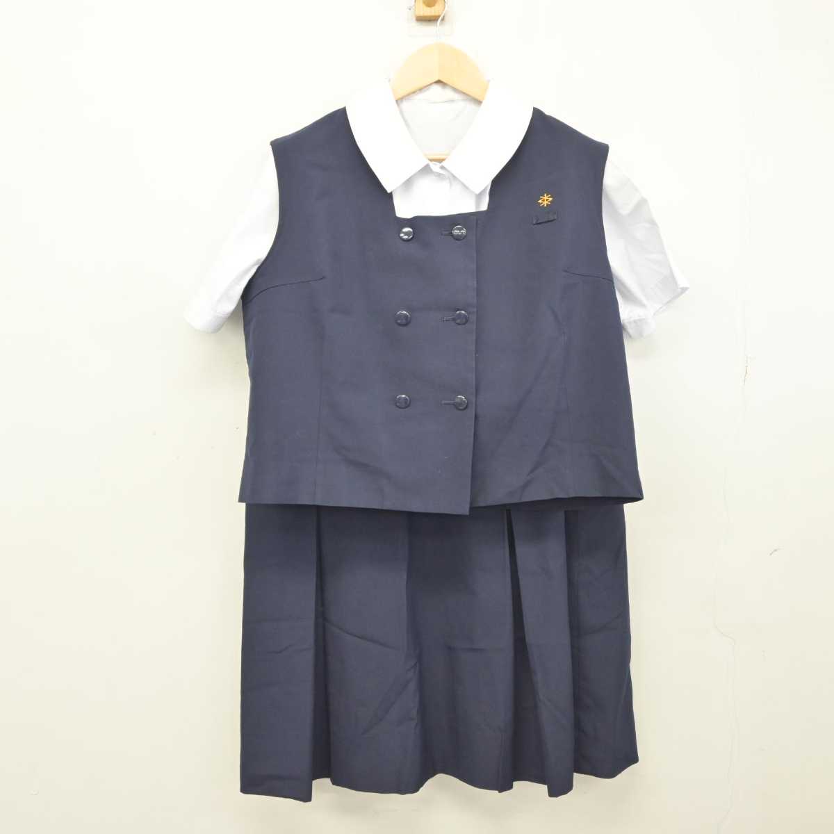 【中古】埼玉県 松山中学校 女子制服 3点 (ベスト・シャツ・スカート) sf045691