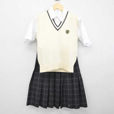 【中古】神奈川県 日本大学藤沢高等学校 女子制服 3点 (ニットベスト・シャツ・スカート) sf045724