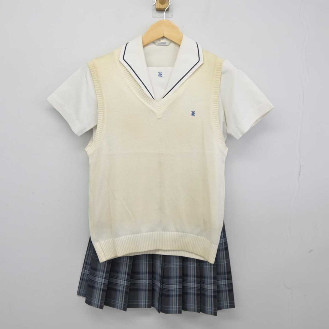 【中古】東京都 東洋大学 京北中学高等学校 女子制服 3点 (ニットベスト・シャツ・スカート) sf045733 | 中古制服通販パレイド