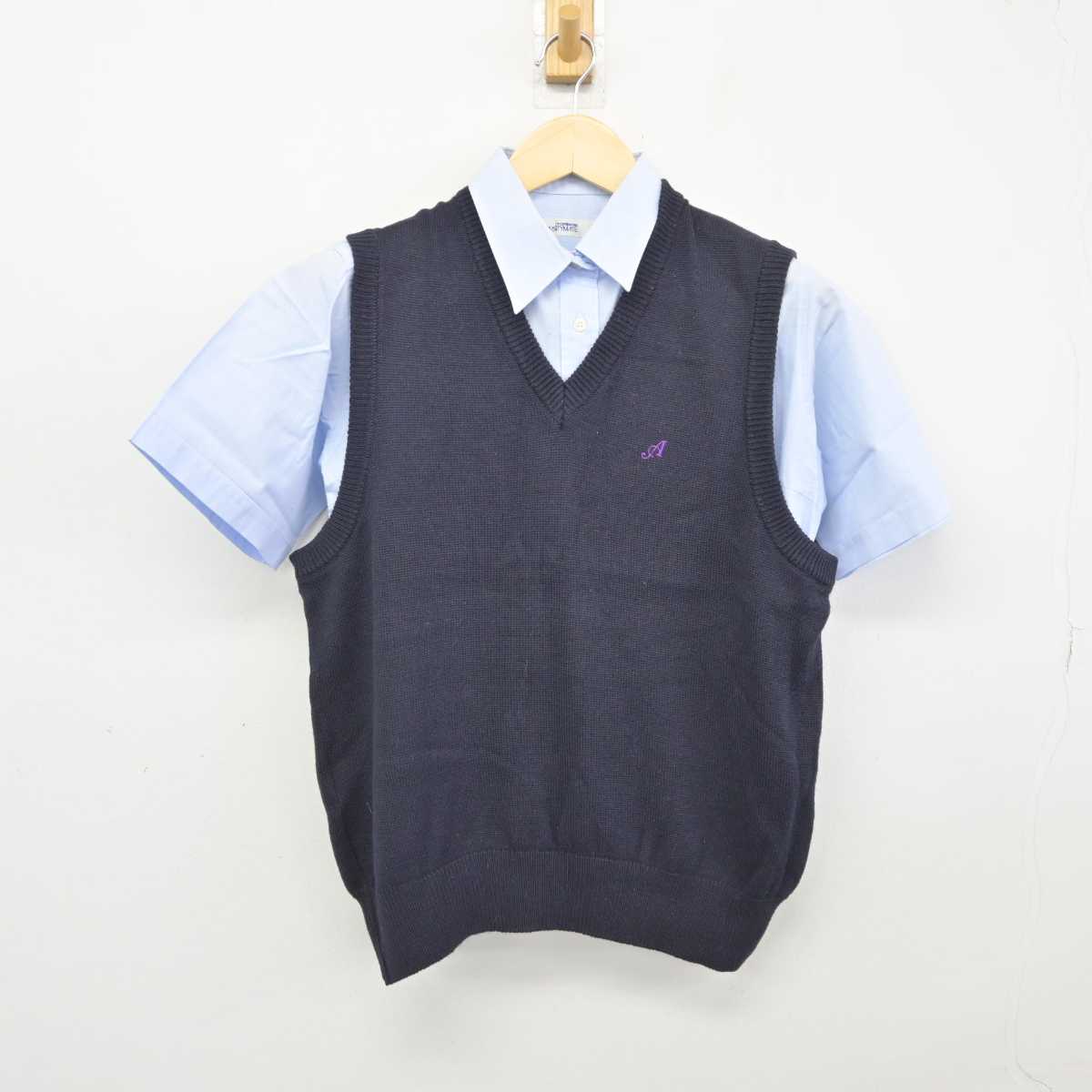 【中古】北海道 市立札幌旭丘高等学校 女子制服 2点 (ニットベスト・シャツ) sf045760