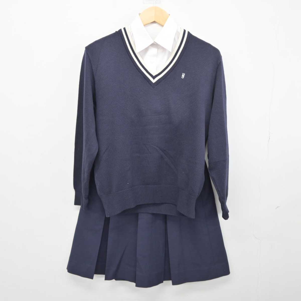 【中古】埼玉県 与野高等学校 女子制服 4点 (ブレザー・ニット・シャツ・スカート) sf045762