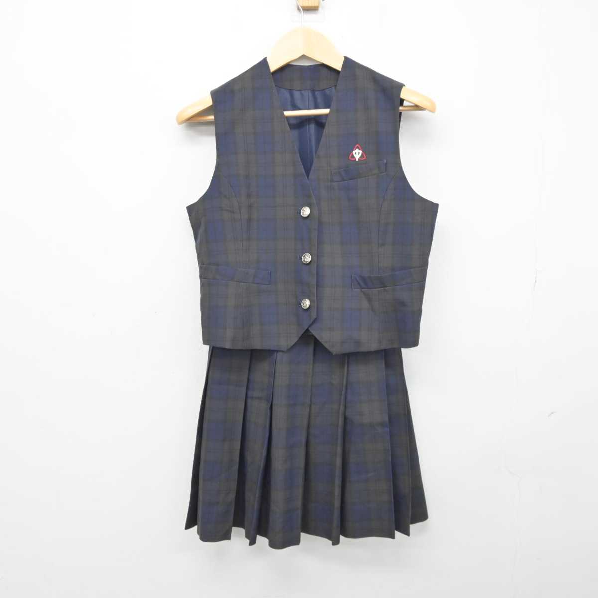 【中古】神奈川県 柏ケ谷中学校 女子制服 2点 (ベスト・スカート) sf045790