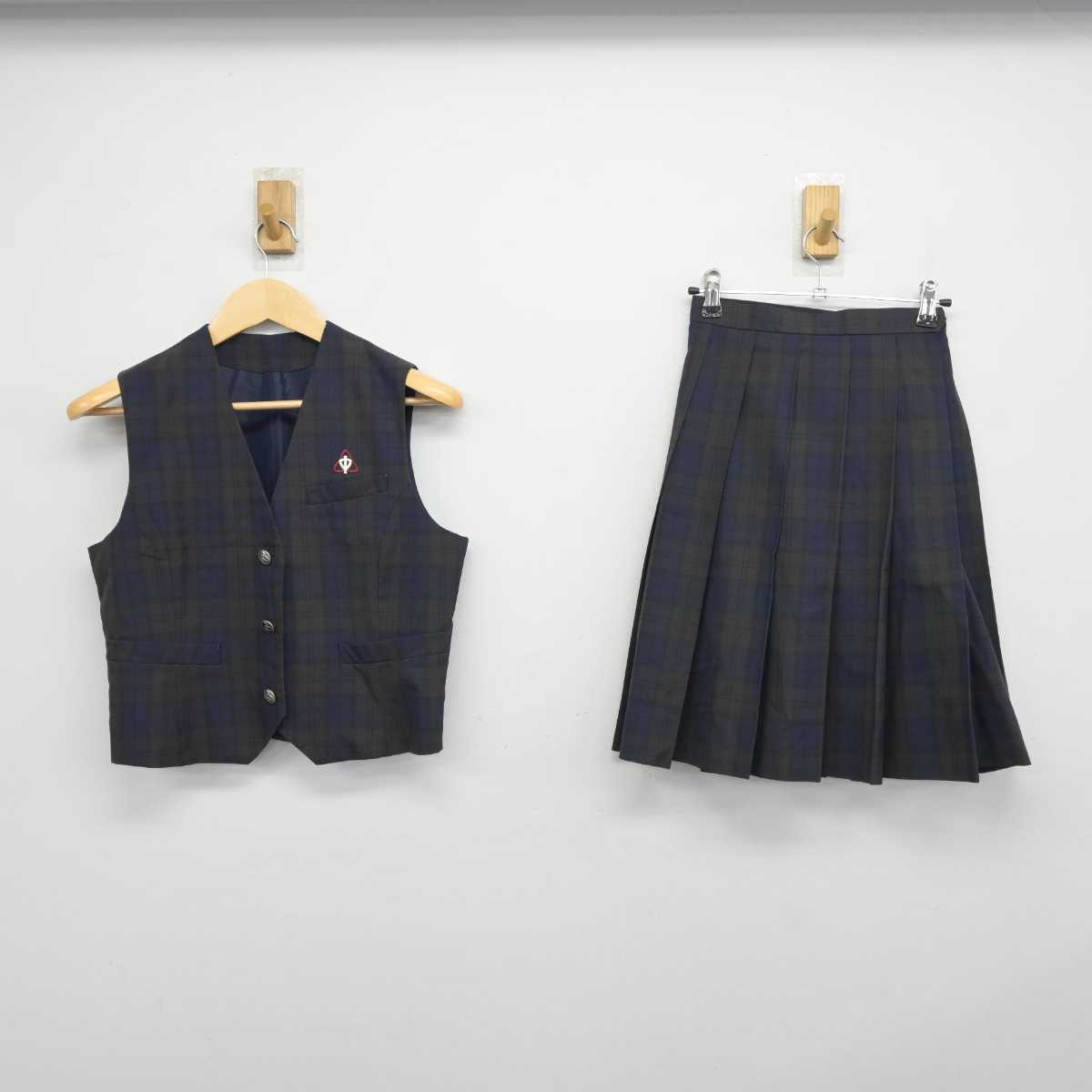 【中古】神奈川県 柏ケ谷中学校 女子制服 2点 (ベスト・スカート) sf045790