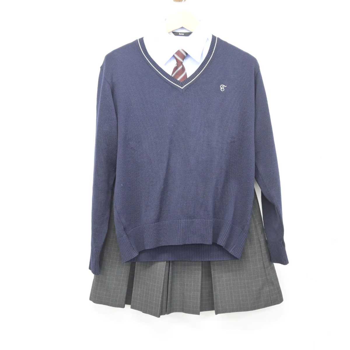 【中古】東京都 大成高等学校 女子制服 5点 (ブレザー・シャツ・ニット・スカート) sf045825