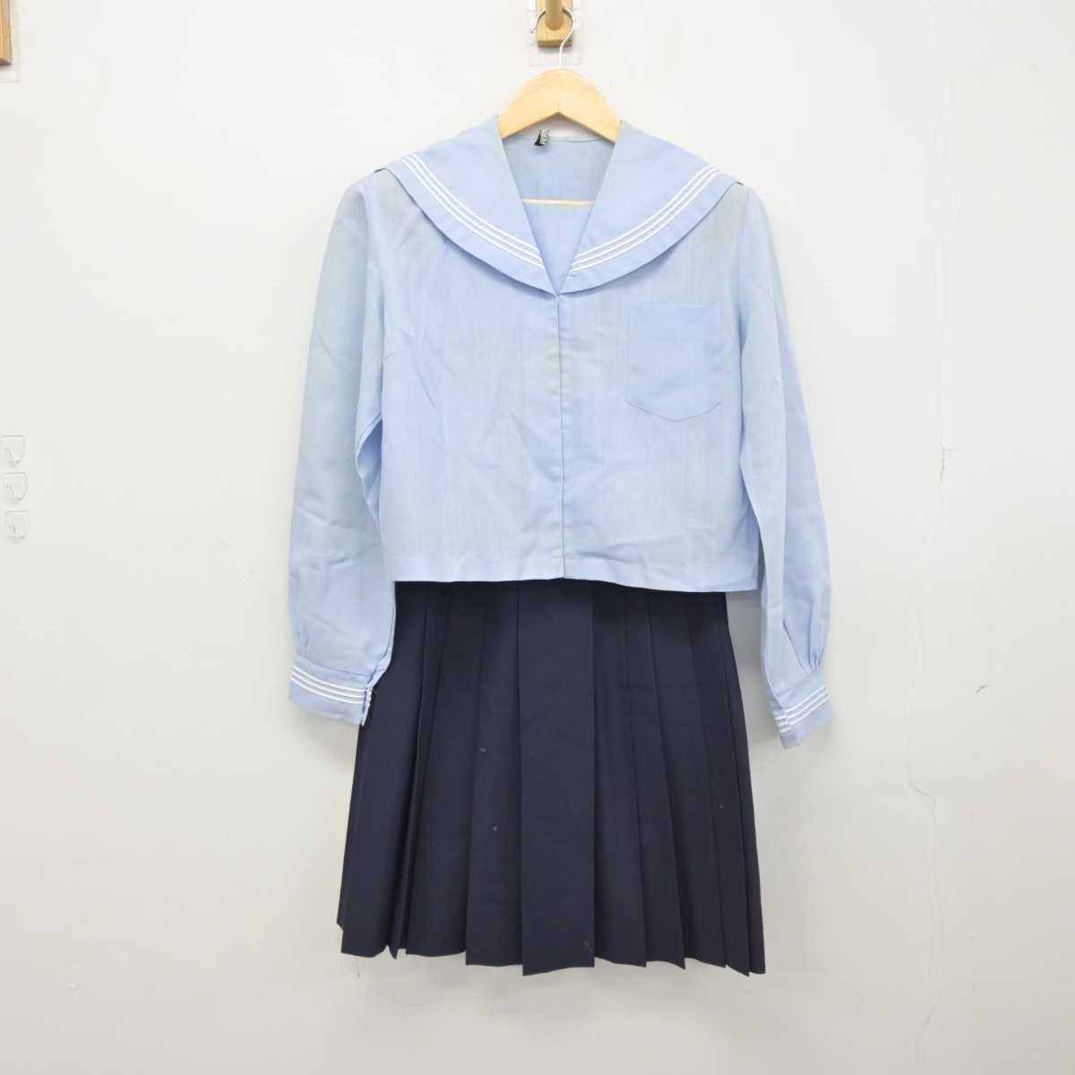 【中古】福井県 福井大学教育学部 附属義務教育学校 女子制服 4点 (セーラー服・スカート) sf045827