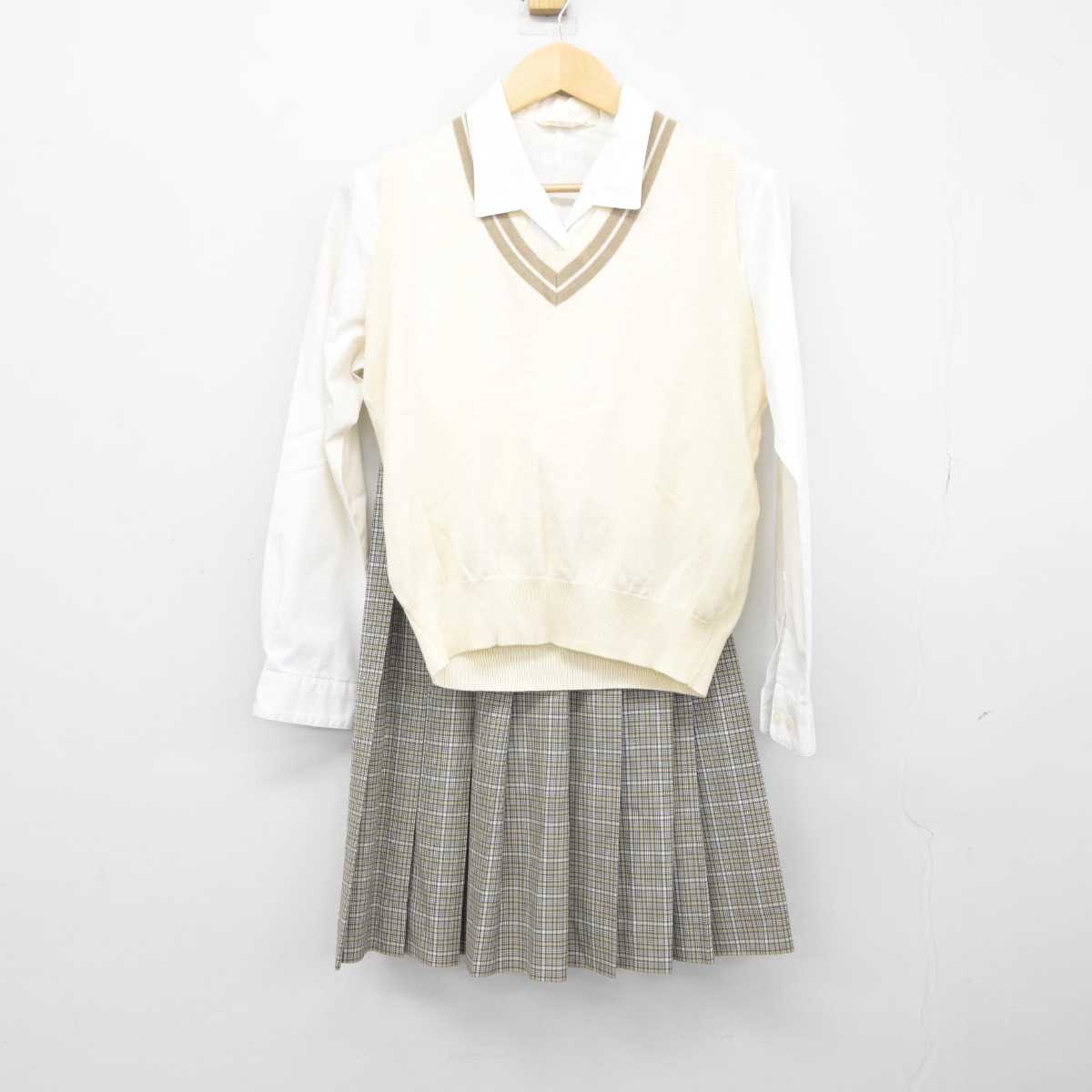 【中古】福井県 仁愛女子高等学校 女子制服 3点 (シャツ・ニットベスト・スカート) sf045830