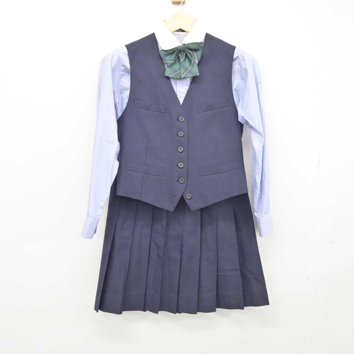 【中古】千葉県 市川東高等学校 女子制服 5点 (ブレザー・シャツ・ベスト・スカート) sf045858