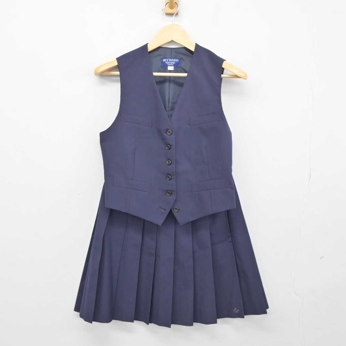 【中古】千葉県 市川東高等学校 女子制服 2点 (ベスト・スカート) sf045860