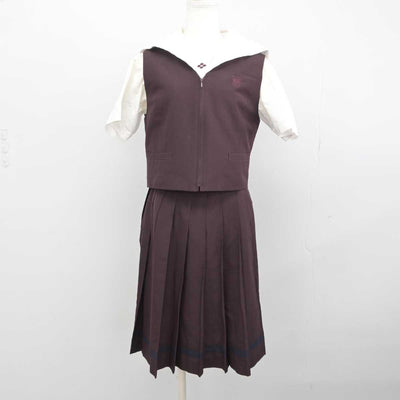 【中古】群馬県 共愛学園中学校高等学校 女子制服 3点 (ベスト・シャツ・スカート) sf045865