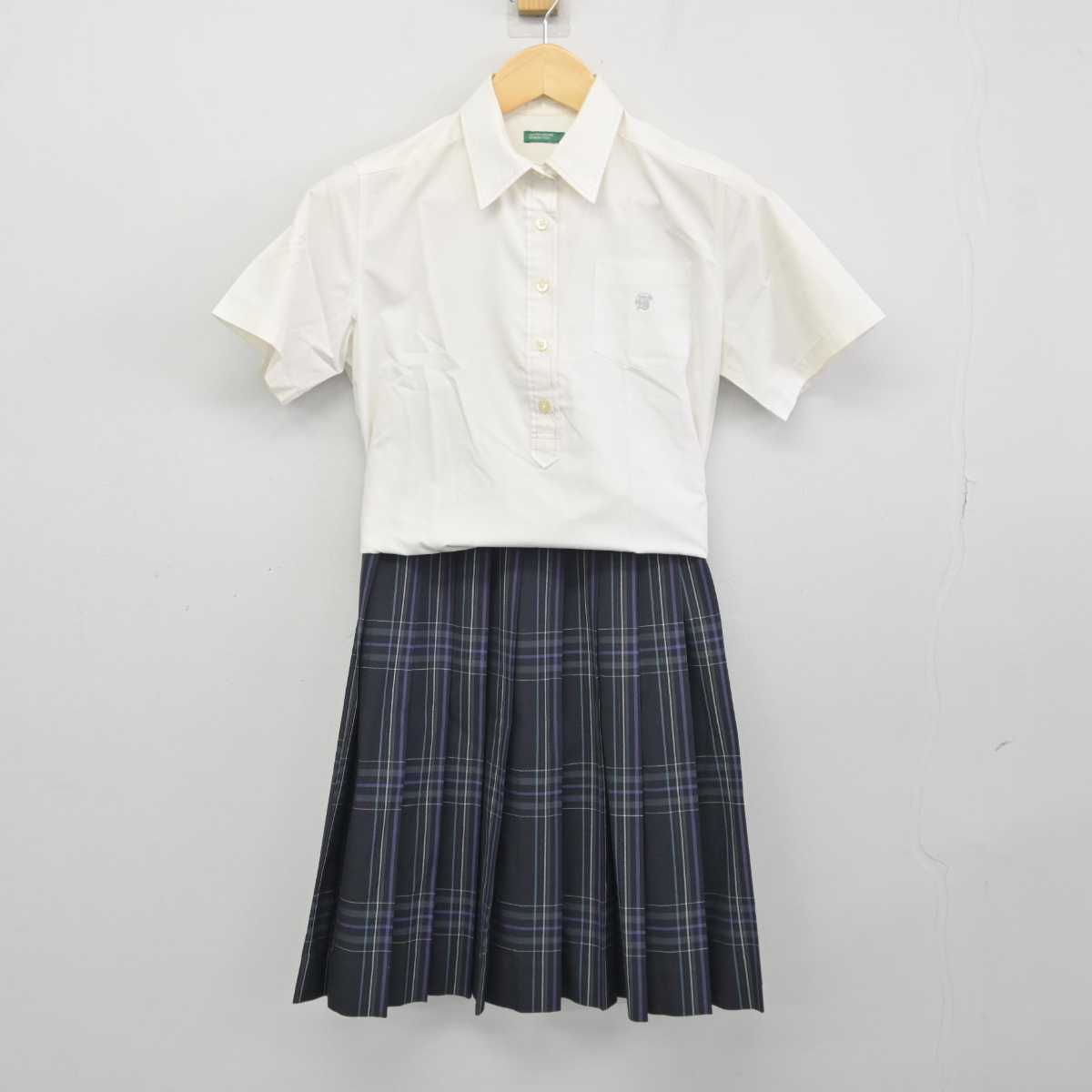 【中古】福岡県 福岡大学附属若葉高等学校 女子制服 3点 (ニットベスト・シャツ・スカート) sf045867