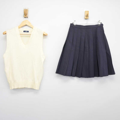 【中古】東京都 足立新田高等学校 女子制服 2点 (ニットベスト・スカート) sf045937