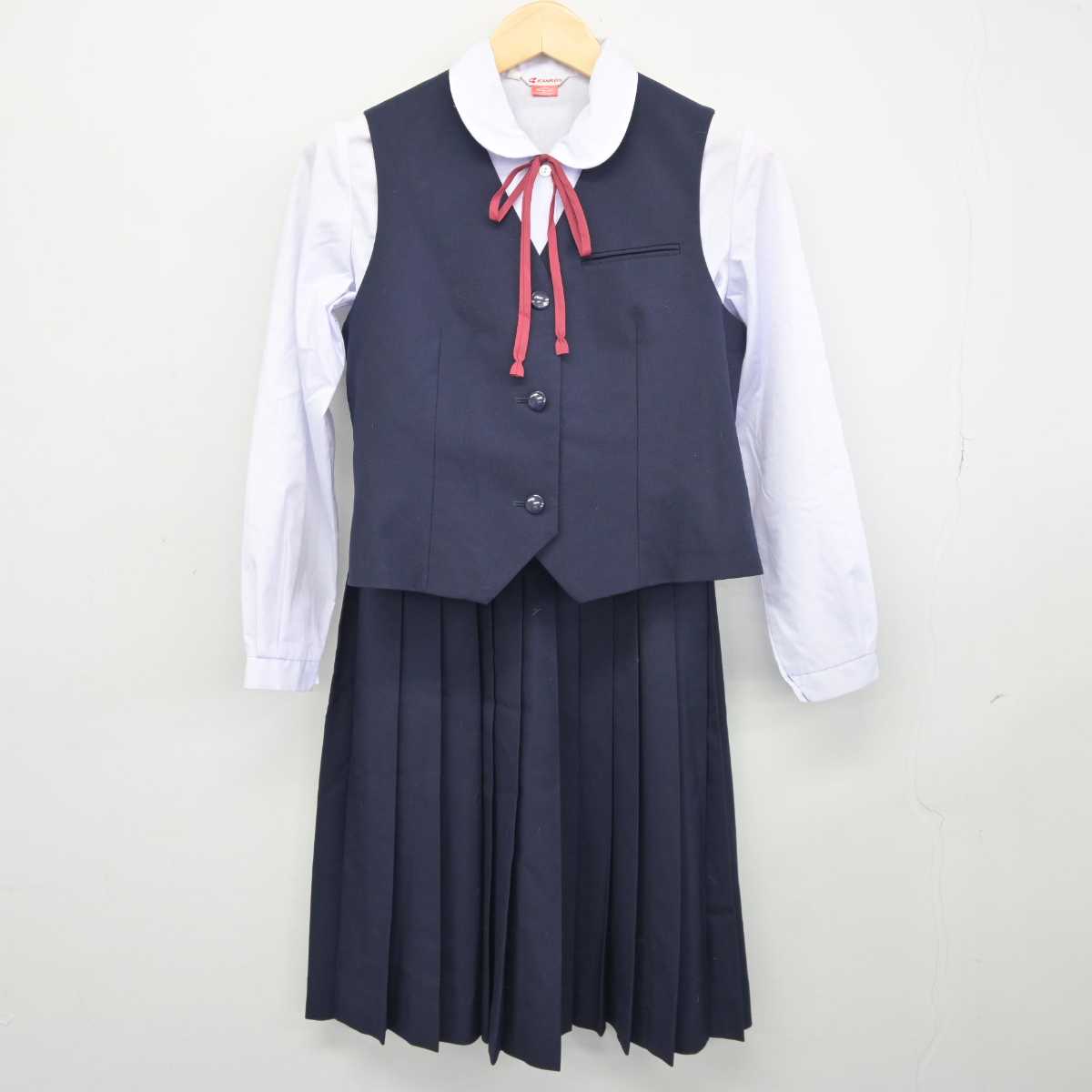 【中古】千葉県 蘇我中学校 女子制服 5点 (ブレザー・ベスト・シャツ・スカート) sf045941