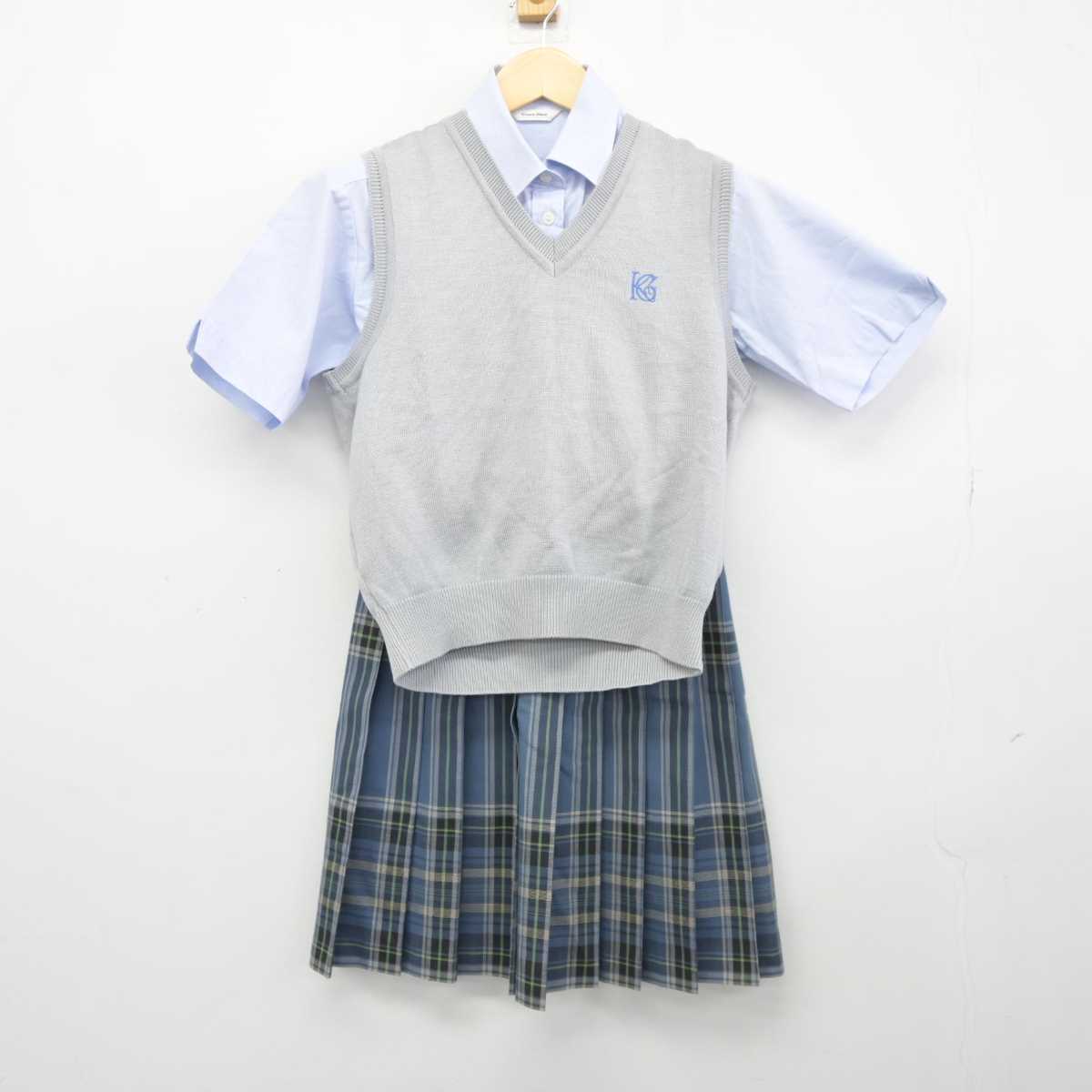 【中古】東京都 駒沢学園女子高等学校 女子制服 3点 (ニットベスト・シャツ・スカート) sf045974