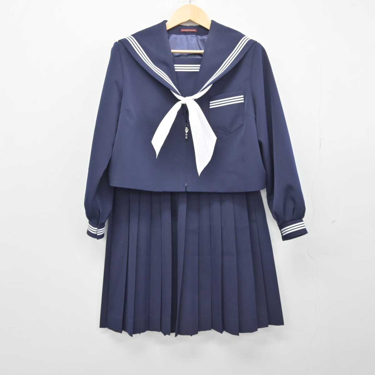 【中古】岐阜県 池田中学校 女子制服 3点 (セーラー服・スカート) sf045983