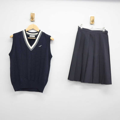 【中古】広島県 広島商業高等学校 女子制服 2点 (ニットベスト・スカート) sf046010