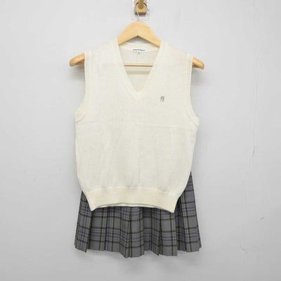 【中古】埼玉県 獨協埼玉中学高等学校 女子制服 2点 (ニットベスト・スカート) sf046049