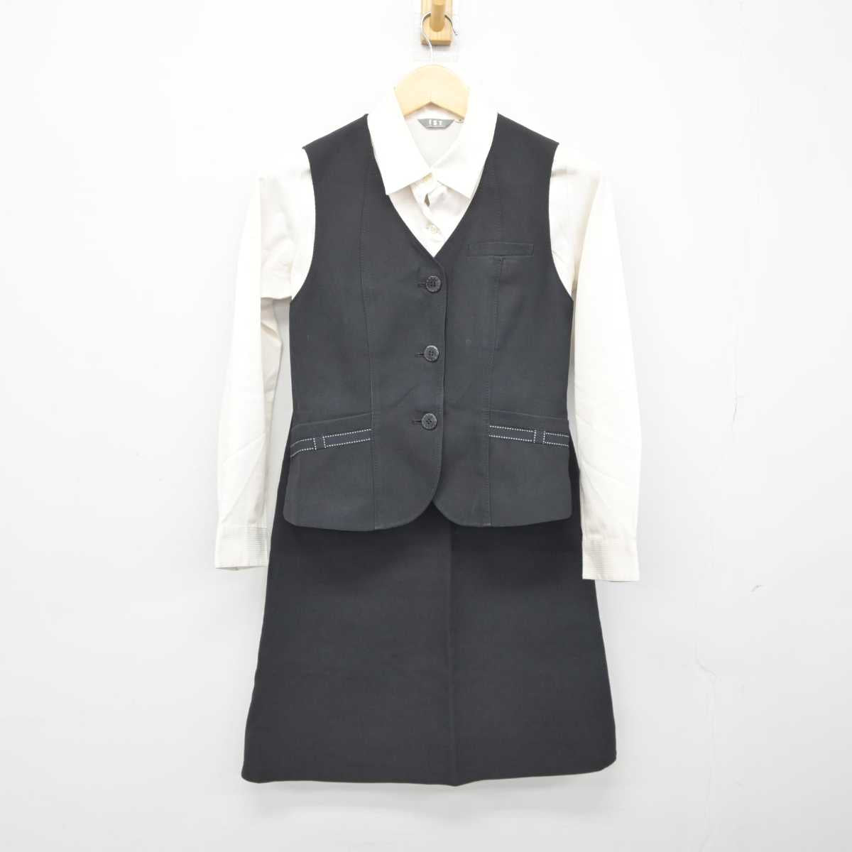 【中古】 事務服 女子制服 3点 (ベスト・シャツ・スカート) sf046050