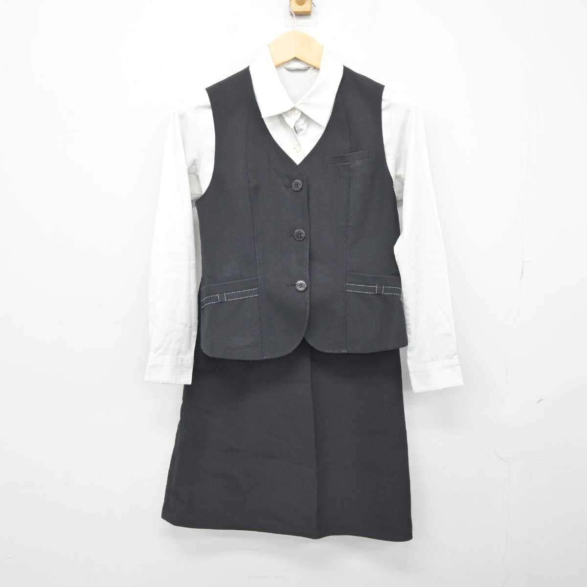 【中古】 事務服 女子制服 3点 (ベスト・シャツ・スカート) sf046052