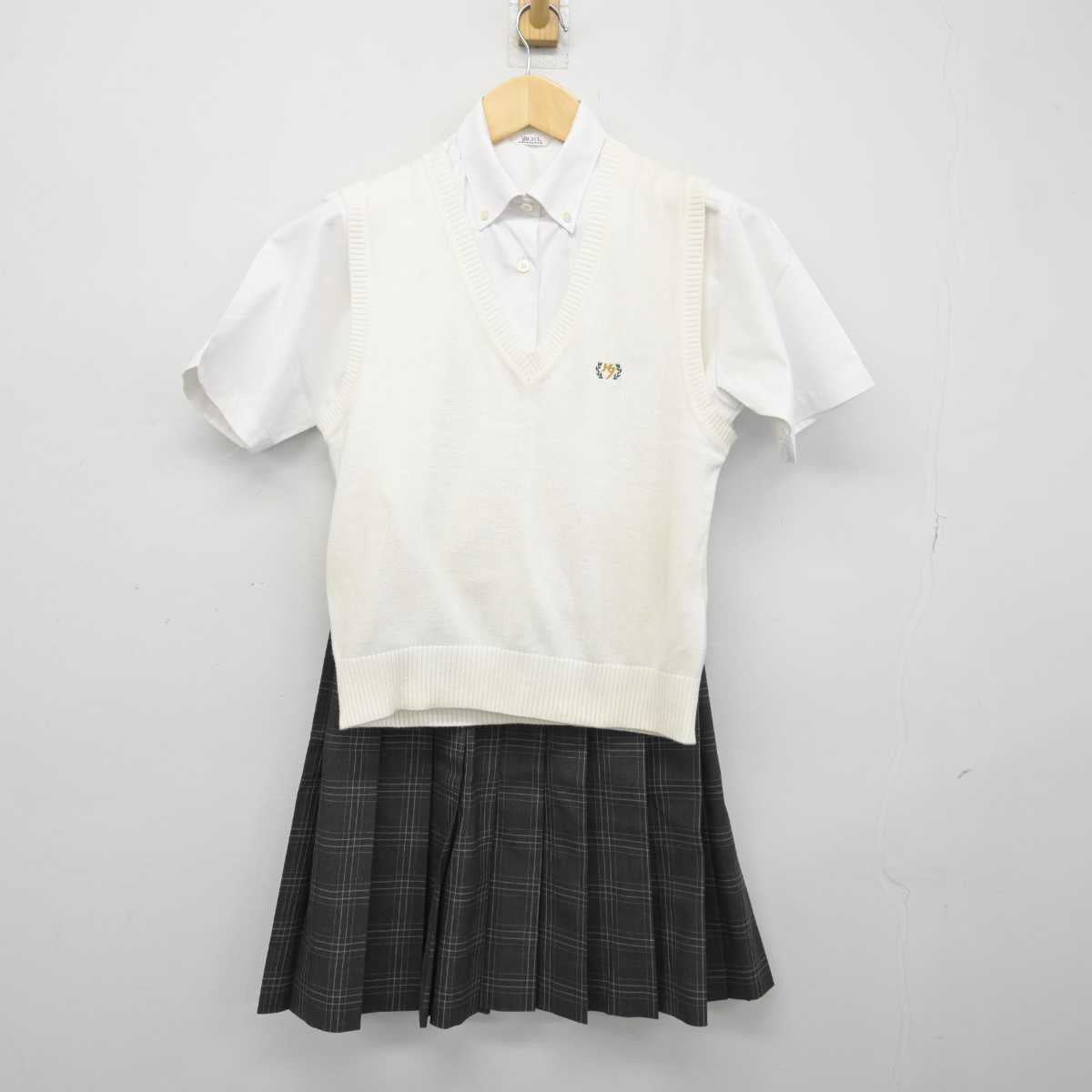 【中古】東京都 広尾学園中学校高等学校 女子制服 3点 (ニットベスト・シャツ・スカート) sf046074