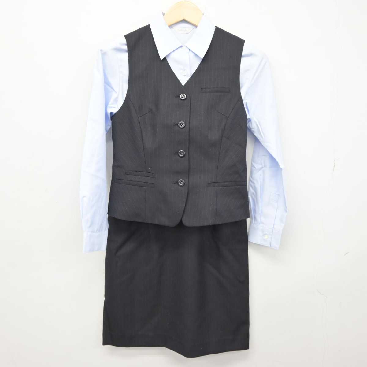 【中古】 事務服 女子制服 3点 (シャツ・ベスト・スカート) sf046134