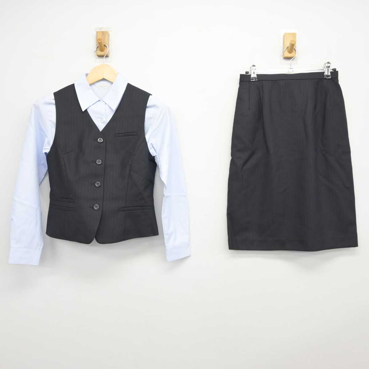 【中古】 事務服 女子制服 3点 (シャツ・ベスト・スカート) sf046134