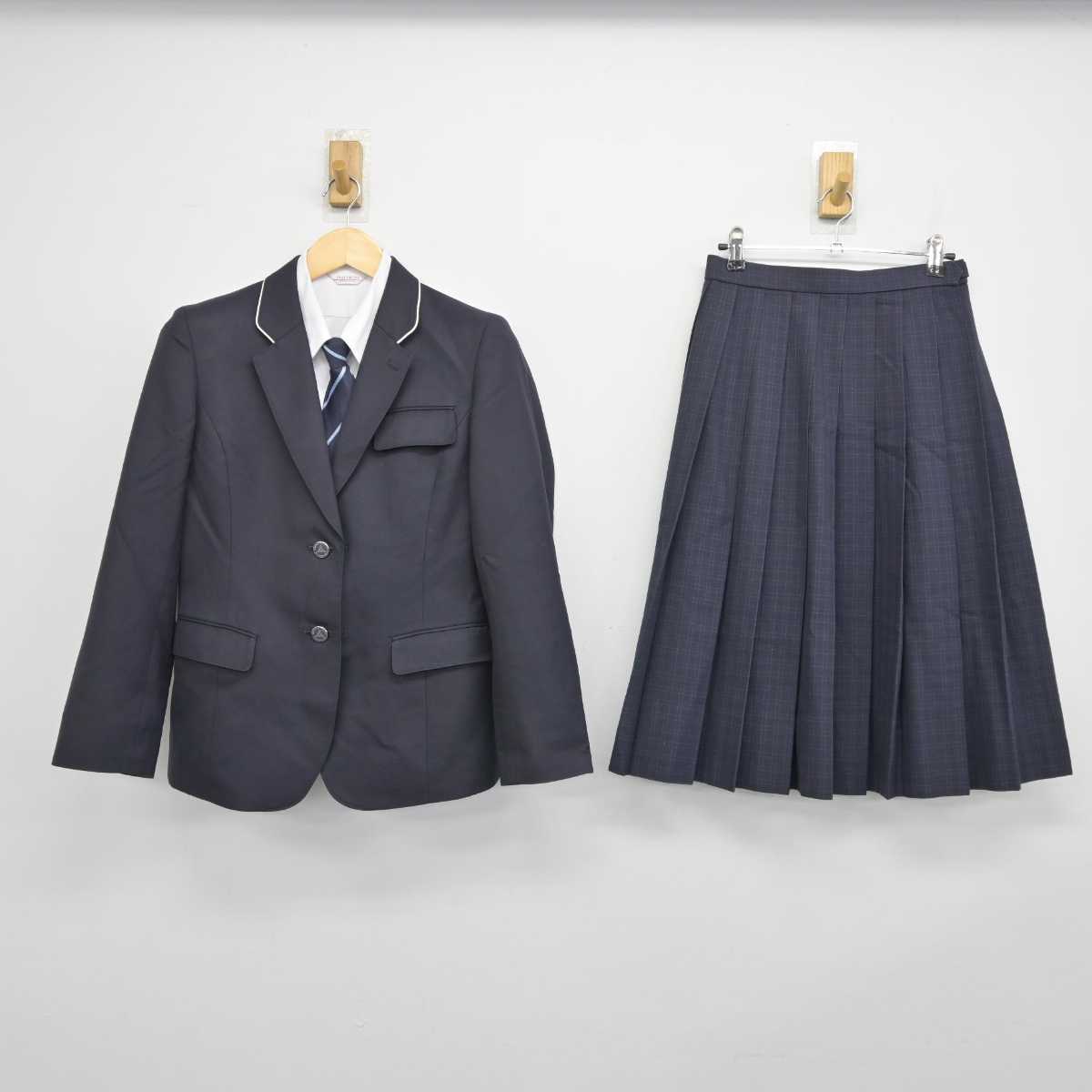 【中古】福岡県 老司中学校 女子制服 5点 (ブレザー・シャツ・スカート) sf046176