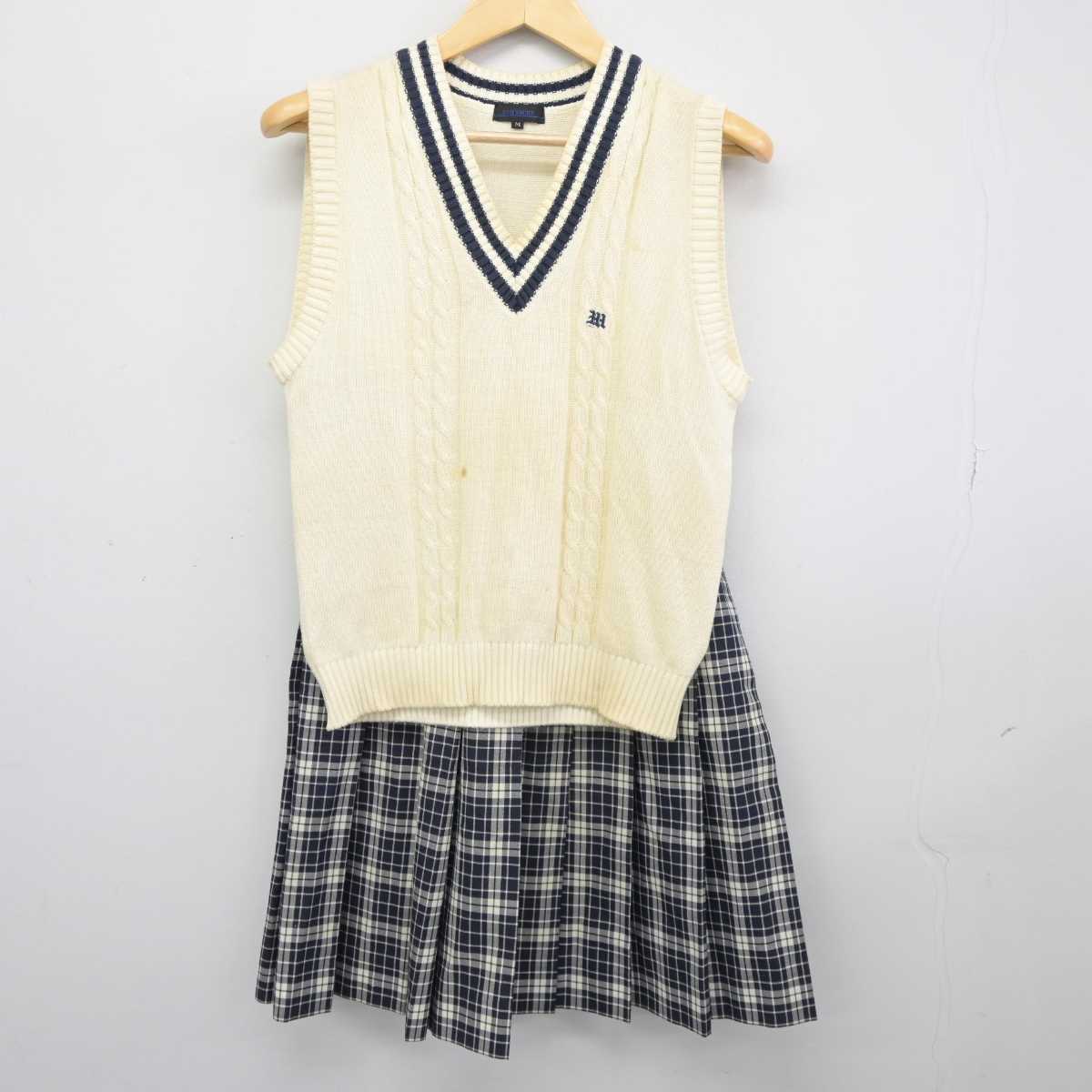 【中古】京都府 京都明徳高等学校/旧制服 女子制服 2点 (ニットベスト・スカート) sf046189