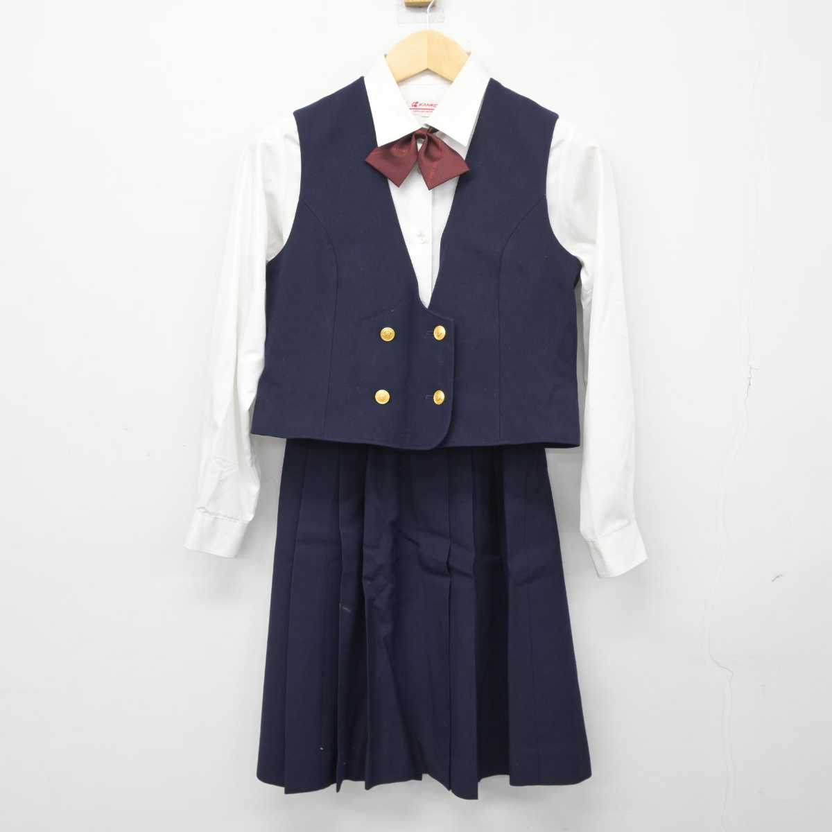 【中古】香川県 高松商業高等学校 女子制服 5点 (ブレザー・シャツ・ベスト・スカート) sf046242