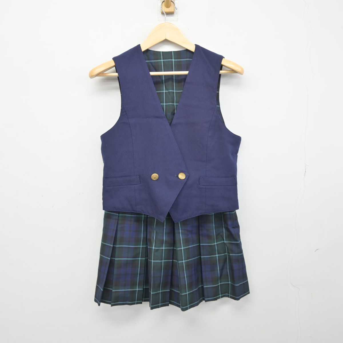 【中古】埼玉県 山村国際高等学校 女子制服 2点 (ベスト・スカート) sf046273