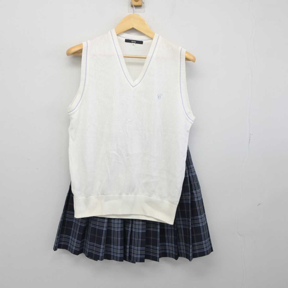 【中古】東京都 大成高等学校 女子制服 2点 (ニットベスト・スカート) sf046298