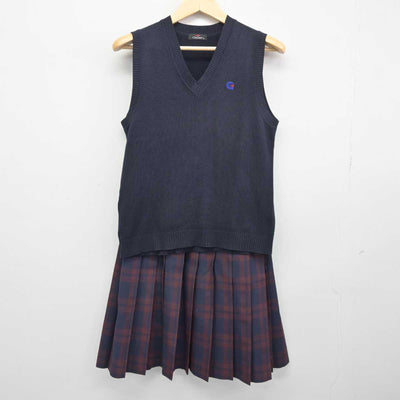 【中古】福島県 あさか開成高等学校 女子制服 2点 (ニットベスト・スカート) sf046302