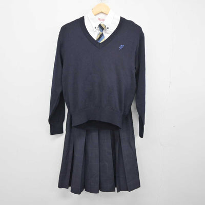 【中古】青森県 舘田学園五所川原第一高等学校 女子制服 4点 (ニット・シャツ・スカート) sf046307