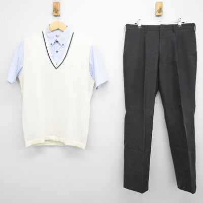 【中古】静岡県 清水国際高等学校 男子制服 3点 (シャツ・ニットベスト・ズボン) sf046420