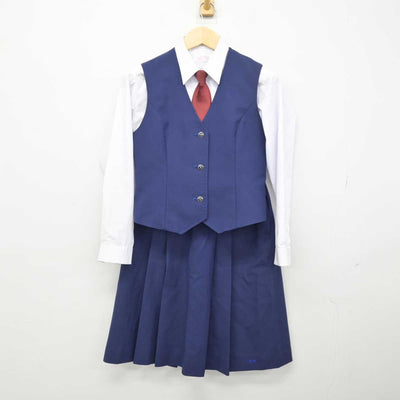 【中古】広島県 福山市明王台高等学校 女子制服 5点 (ブレザー・ベスト・シャツ・スカート) sf046464