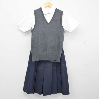 【中古】岐阜県 各務原西高等学校 女子制服 3点 (ニットベスト・シャツ・スカート) sf046506